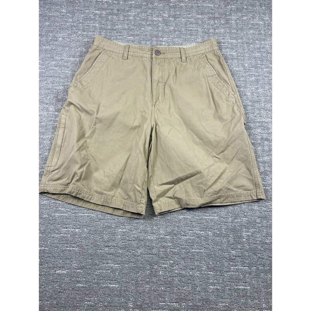 Faded Glory Men's 34 Beige Cargo Shorts Cotton Canvas Zip Pockets Khaki Outdoor